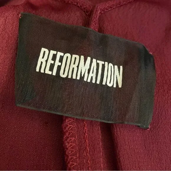 Reformation Burgandy Double V Maxi Slip Dress Size Large - Picture 11 of 11